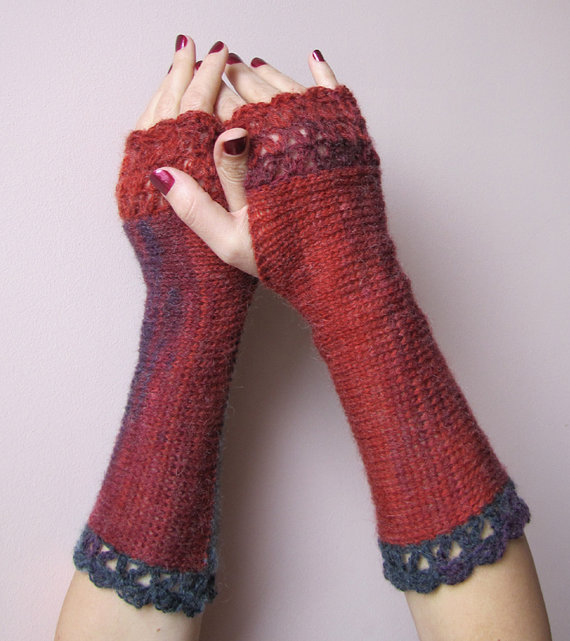 دستکش های بافتنی با طرح های زیبا 2012 قرمز
