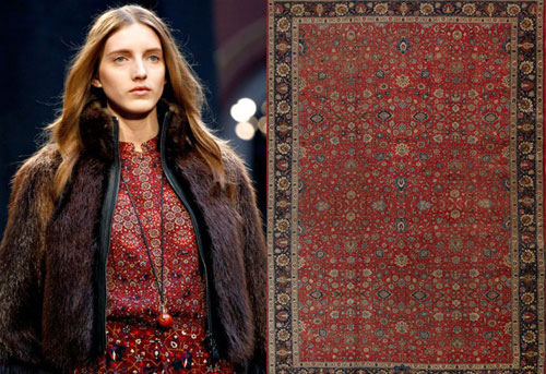 طرح‌های فرش تبریز بر روی لباس‌ زنان اروپایی