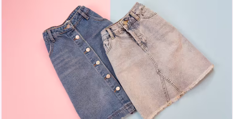 تصویری از پارچه‌های جین آبی و مشکی در کارخانه‌ای صنعتی که نشان‌دهنده تولید و صادرات قدرتمند دنیـم توسط ترکیه به بازار جهانی است