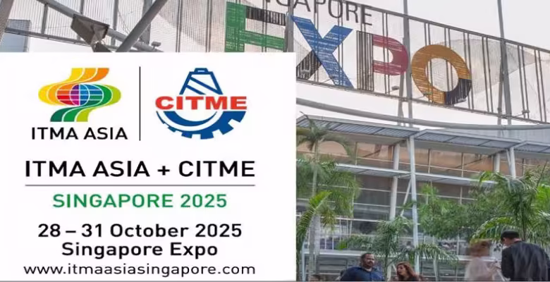 نمایش بازدیدکنندگان در سالن‌های نمایشگاه ITMA ASIA 2025 سنگاپور با ماشین‌آلات نساجی مدرن