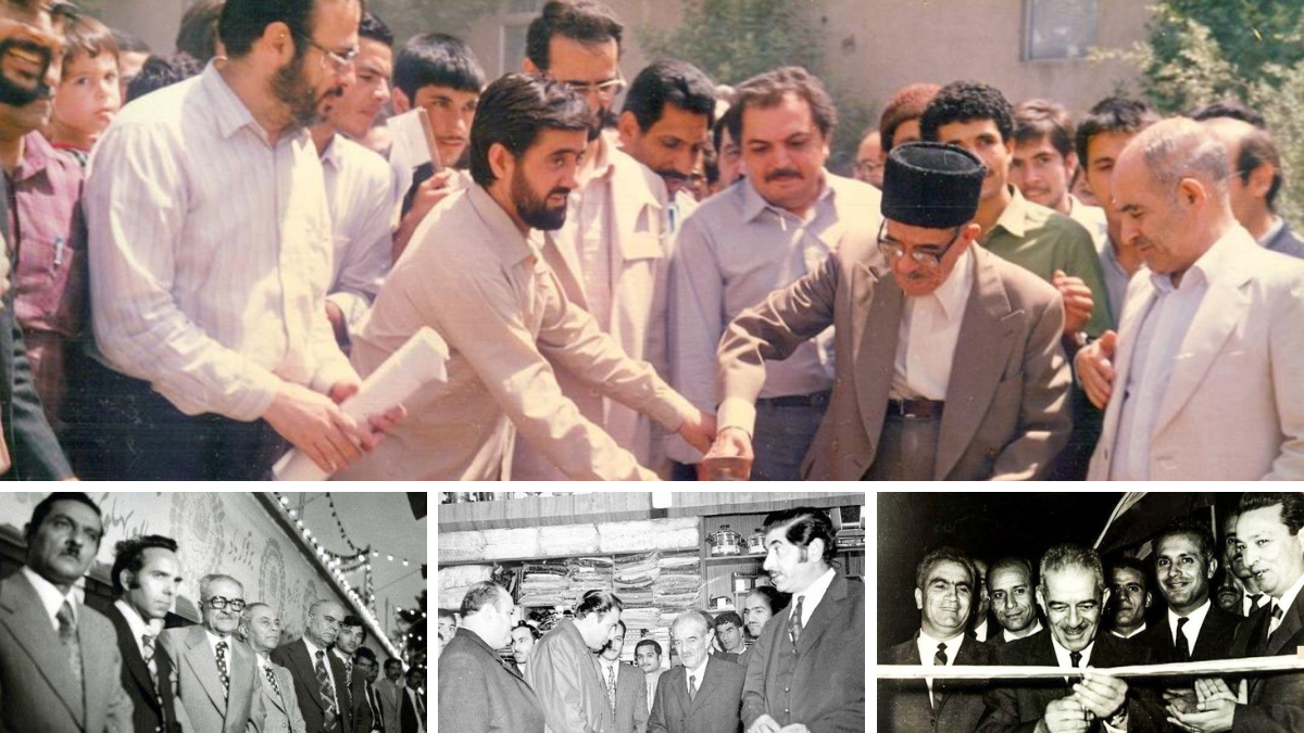 ارباب تفضلی در حال بازدید از کارخانه نساجی کاشان