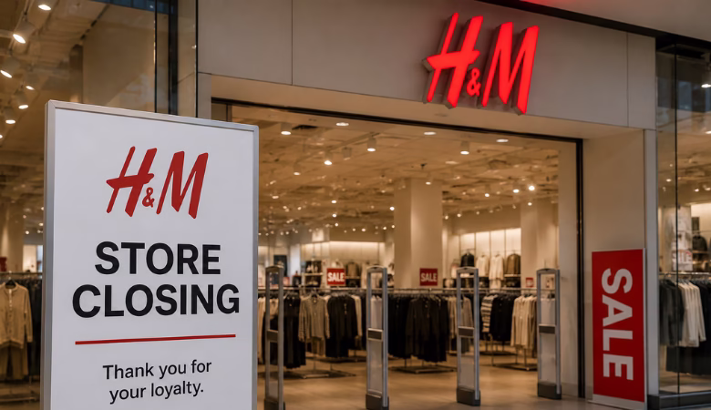 فروشگاه برند H&M در یکی از مراکز خرید، نمادی از برنامه این شرکت برای تعطیلی شعب و بازنگری شبکه خرده‌فروشی در سال ۲۰۲۶.